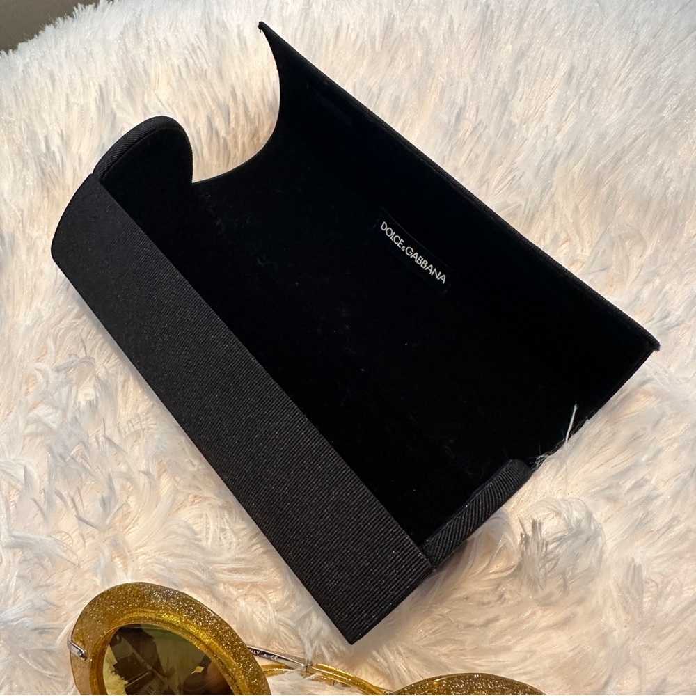 Dolce & Gabbana DG Round Gold Yellow Glitter Sunglasses Sunnies Shades Authentic - Picture 14 of 15